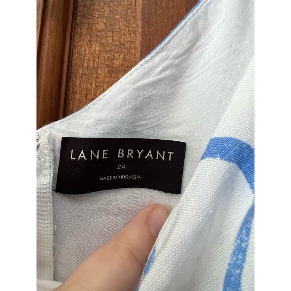 Lane Bryant Womens Flutter-Sleeve Tie-Back Floral Linen Blend Midi Dress Size 24 - Picture 11 of 14